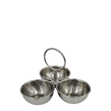Hammered Design Triple Condiment Set Silver at online8 furniture store Auckland