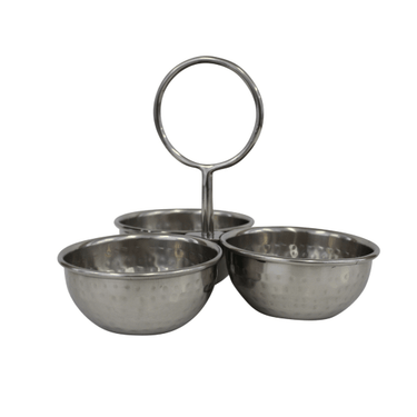 Hammered Design Triple Condiment Set Silver at online8 furniture store Auckland
