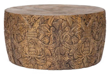 Hand Carved Round Coffee Table at online8 furniture store Auckland