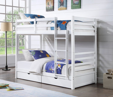 Harriet Bunk Bed with Two Single Mattress - White at online8 furniture store Auckland