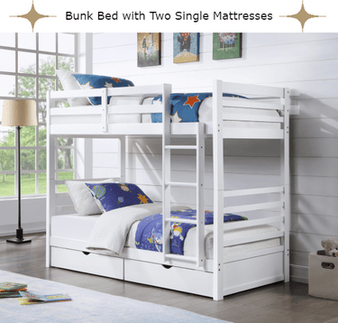 Harriet Bunk Bed with Two Single Mattress - White at online8 furniture store Auckland