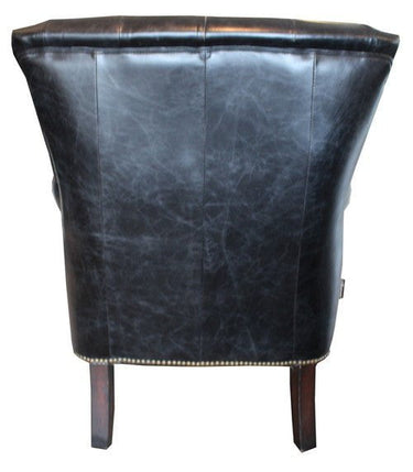 Harrington Buttoned Leather Armchair -  Belon Black at online8 furniture store Auckland