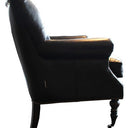 Harrington Buttoned Leather Armchair -  Belon Black at online8 furniture store Auckland