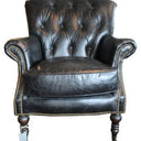 Harrington Buttoned Leather Armchair -  Belon Black at online8 furniture store Auckland