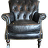 Harrington Buttoned Leather Armchair -  Belon Black at online8 furniture store Auckland