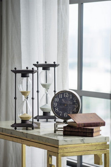 Hourglass with Gold Sand on Stand at online8 furniture store Auckland