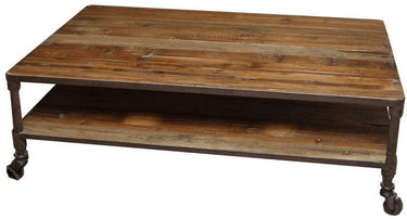 Industrial Coffee Table with Castors at online8 furniture store Auckland