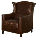 Kennedy Wingback Aged Leather Armchair - Vintage Cigar at online8 furniture store Auckland