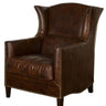 Kennedy Wingback Aged Leather Armchair - Vintage Cigar at online8 furniture store Auckland