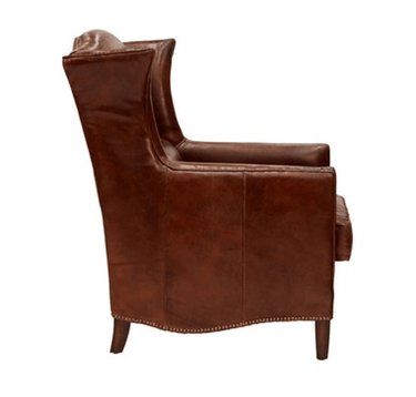 Kennedy Wingback Aged Leather Armchair - Vintage Cigar at online8 furniture store Auckland