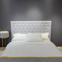 King | Super King Headboard - Grey Tufted Linen at online8 furniture store Auckland