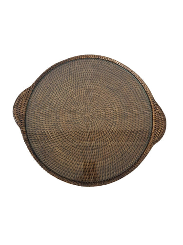 Large Rattan Cheese Tray with Glass at online8 furniture store Auckland