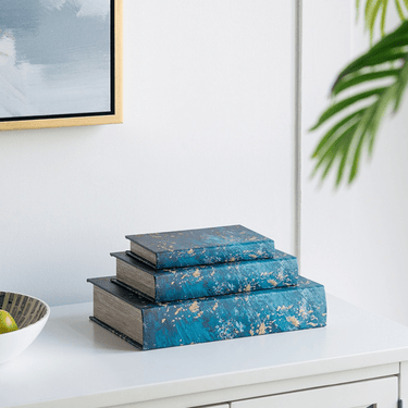 Leather Book Boxes S/3 at online8 furniture store Auckland