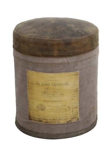 Leather & Canvas Footstool at online8 furniture store Auckland