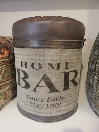 Leather & Canvas Ottoman/Stool at online8 furniture store Auckland