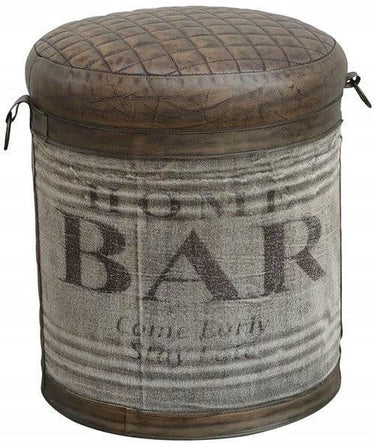 Leather & Canvas Ottoman/Stool at online8 furniture store Auckland