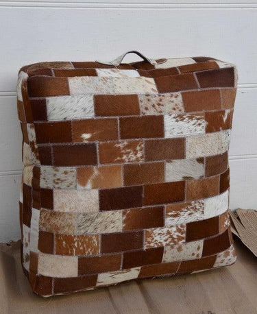 Leather Goat Hide Pouf | Ottoman at online8 furniture store Auckland