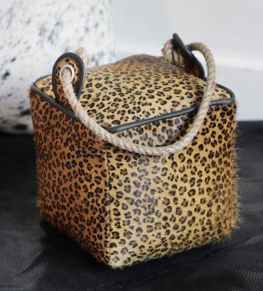 Leopard Leather Door Stop - Square at online8 furniture store Auckland