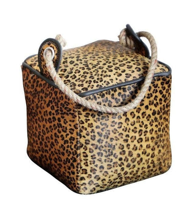 Leopard Leather Door Stop - Square at online8 furniture store Auckland