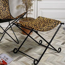 Leopard Leather Foldable Ottoman | Stool at online8 furniture store Auckland