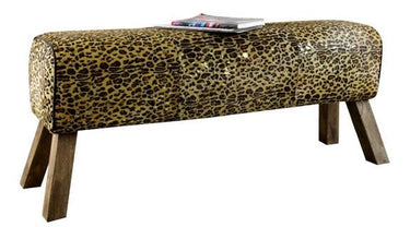 Leopard Leather Long Vault Stool at online8 furniture store Auckland