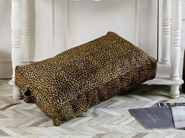 Leopard Leather Pouf | Ottoman at online8 furniture store Auckland