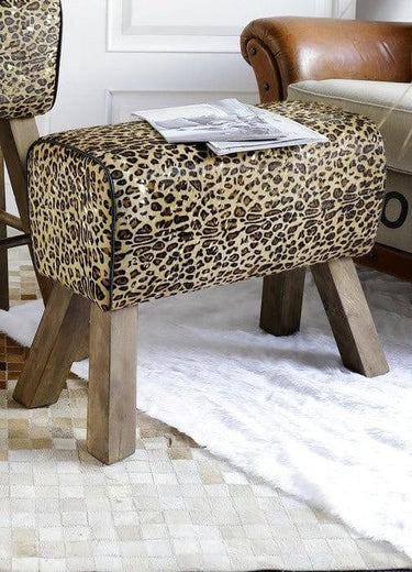 Leopard Leather Vault Stool at online8 furniture store Auckland