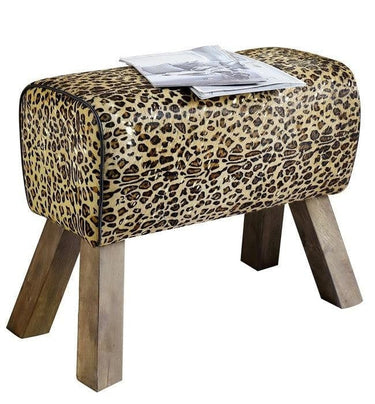 Leopard Leather Vault Stool at online8 furniture store Auckland