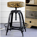 Leopard Print Barstool - Adjustable Height at online8 furniture store Auckland