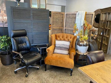 Lincoln Vintage Leather Adjustable Chair - Belon Black at online8 furniture store Auckland