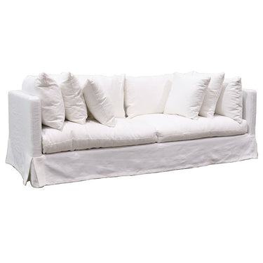 Long Island Slip Cover Sofa - White Linen at online8 furniture store Auckland