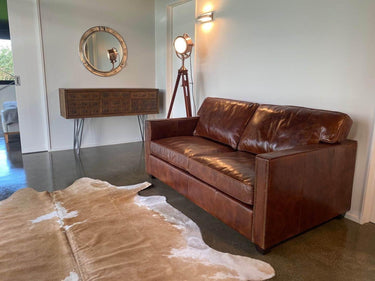 Madison Vintage Leather 2 Seater Sofa - Vintage Cigar at online8 furniture store Auckland