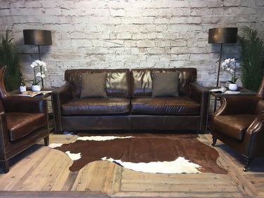 Madison Vintage Leather 3 Seater Sofa - Vintage Cigar at online8 furniture store Auckland