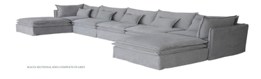 Malta Double Cushion Sectional Middle 2 Seater - Grey at online8 furniture store Auckland