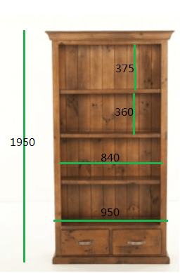 Mammoth Bookcase with 2 Bottom Drawers at online8 furniture store Auckland