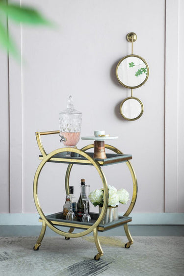 Margo Bar Trolley Gold & Grey at online8 furniture store Auckland