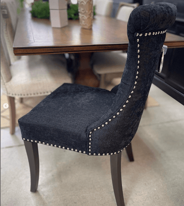 Miami Dining Chair - Black Chenille at online8 furniture store Auckland