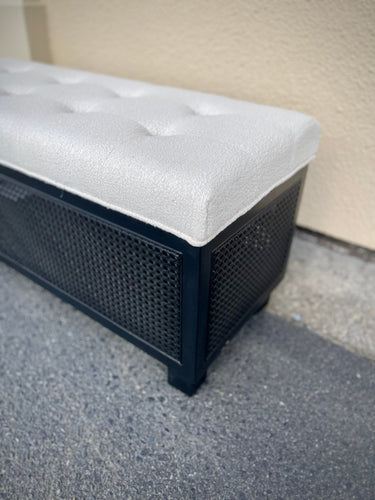 Mink Rattan & Boucle Blanket Box at online8 furniture store Auckland