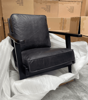 Molly Leather Armchair - Charcoal at online8 furniture store Auckland