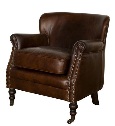 Mortimer Leather Armchair - Vintage Cigar at online8 furniture store Auckland