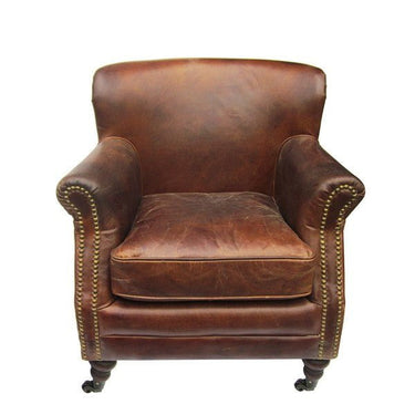 Mortimer Leather Armchair - Vintage Cigar at online8 furniture store Auckland