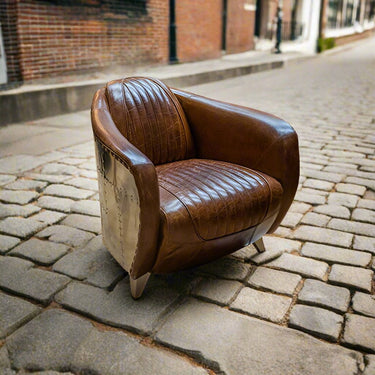Mustang Aged Leather Armchair - Vintage Cigar at online8 furniture store Auckland