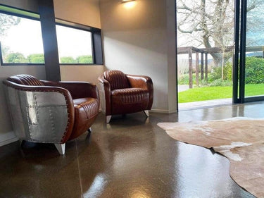 Mustang Aged Leather Armchair - Vintage Cigar at online8 furniture store Auckland