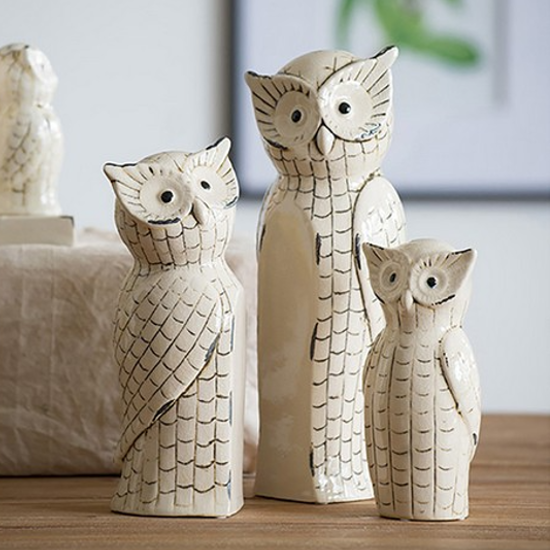 White Owls Trio Ornaments