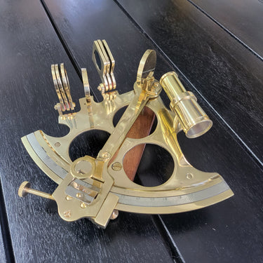 Nautical Solid Brass Sextant With Wooden Box at online8 furniture store Auckland