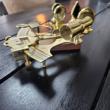 Nautical Solid Brass Sextant With Wooden Box at online8 furniture store Auckland