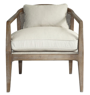 Newport Fabric Armchair - Oak & Linen at online8 furniture store Auckland