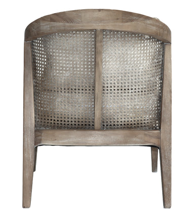 Newport Fabric Armchair - Oak & Linen at online8 furniture store Auckland