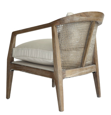 Newport Fabric Armchair - Oak & Linen at online8 furniture store Auckland
