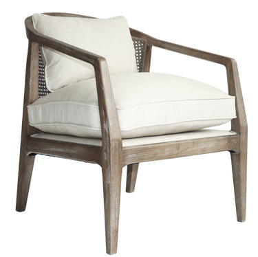 Newport Fabric Armchair - Oak & Linen at online8 furniture store Auckland